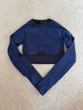 adidas x Ivy Park Navy Long-Sleeve Crop Top